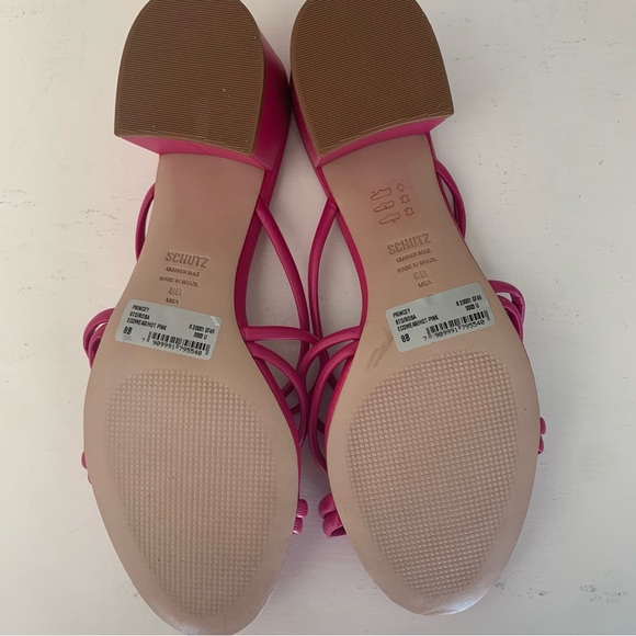 SCHUTZ Princey Leather Sandal Size 8 Hot Pink - Picture 7 of 12
